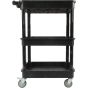 3-Tier Utility Cart, Deep Lip Shelf, 330 lbs Capacity