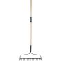 Heavy-Duty Bow Rake, 15 Tines, 15" Head, 58" Wood Handle