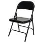 Chaise Pliante en Acier Noir, Capacité 300 lb