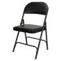 Chaise Pliante Rembourrée en Vinyle Noir, Acier, Capacité 300 lb