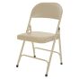 Chaise Pliante Rembourrée en Vinyle Beige, Acier, Capacité 300 lb