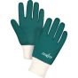 70-mil PVC Double Dipped Green Gloves, Cotton Lined, 10-inch