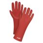 Red PVC Chemical Resistant Gloves, Smooth, Interlock Lined, 47 mil, 14 in