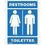Restrooms Sign, 14" x 10", Bilingual with Pictogram