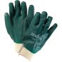 70-mil PVC Double Dipped Green Gloves, Cotton Lined, 10-inch