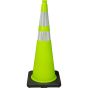 36" Lime Green PVC Traffic Cone with 3M Reflective Collars