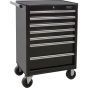 7-Drawer Industrial Tool Cart, 27" W, Black Steel