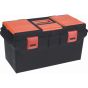 22" Heavy-Duty Black Plastic Tool Box with Tray & Organizers