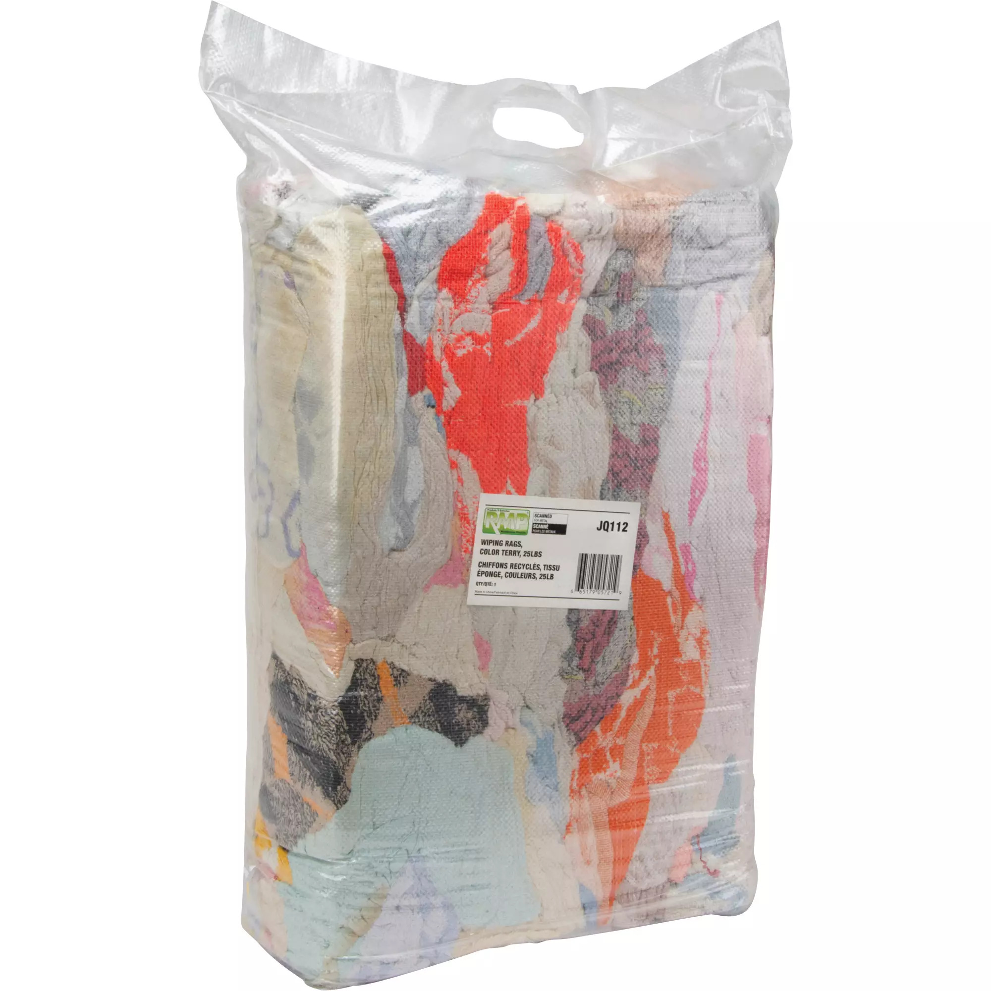 Chiffons d'essuyage en tissu éponge recyclé 25 lb Couleurs assorties
