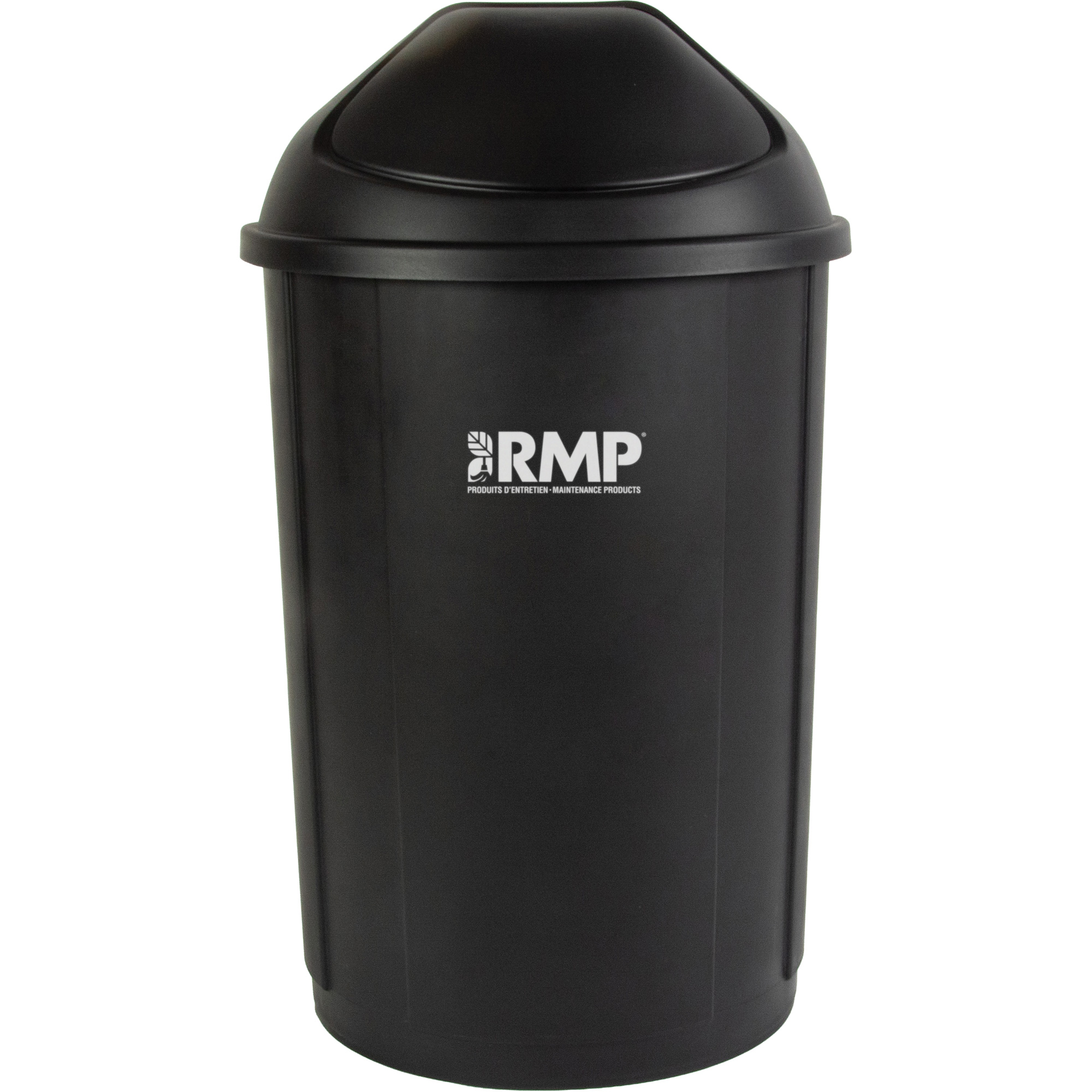 21 US gal Half-Round Polyethylene Garbage Bin, Swing Lid