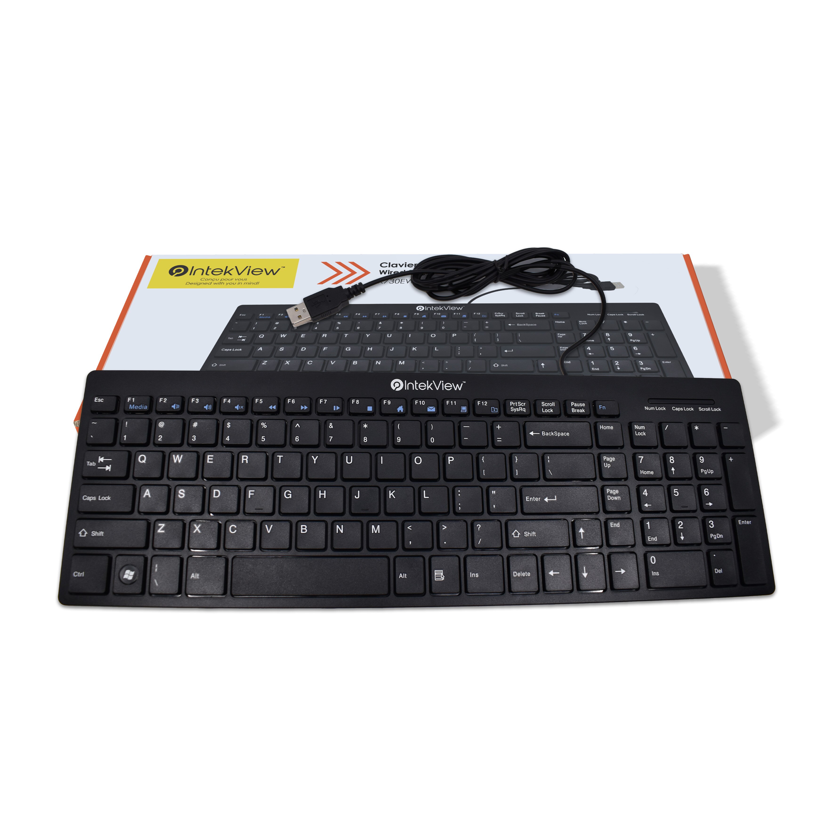Clavier Filaire IntekView Slim V.2 – Disposition Anglaise Ultra-Mince