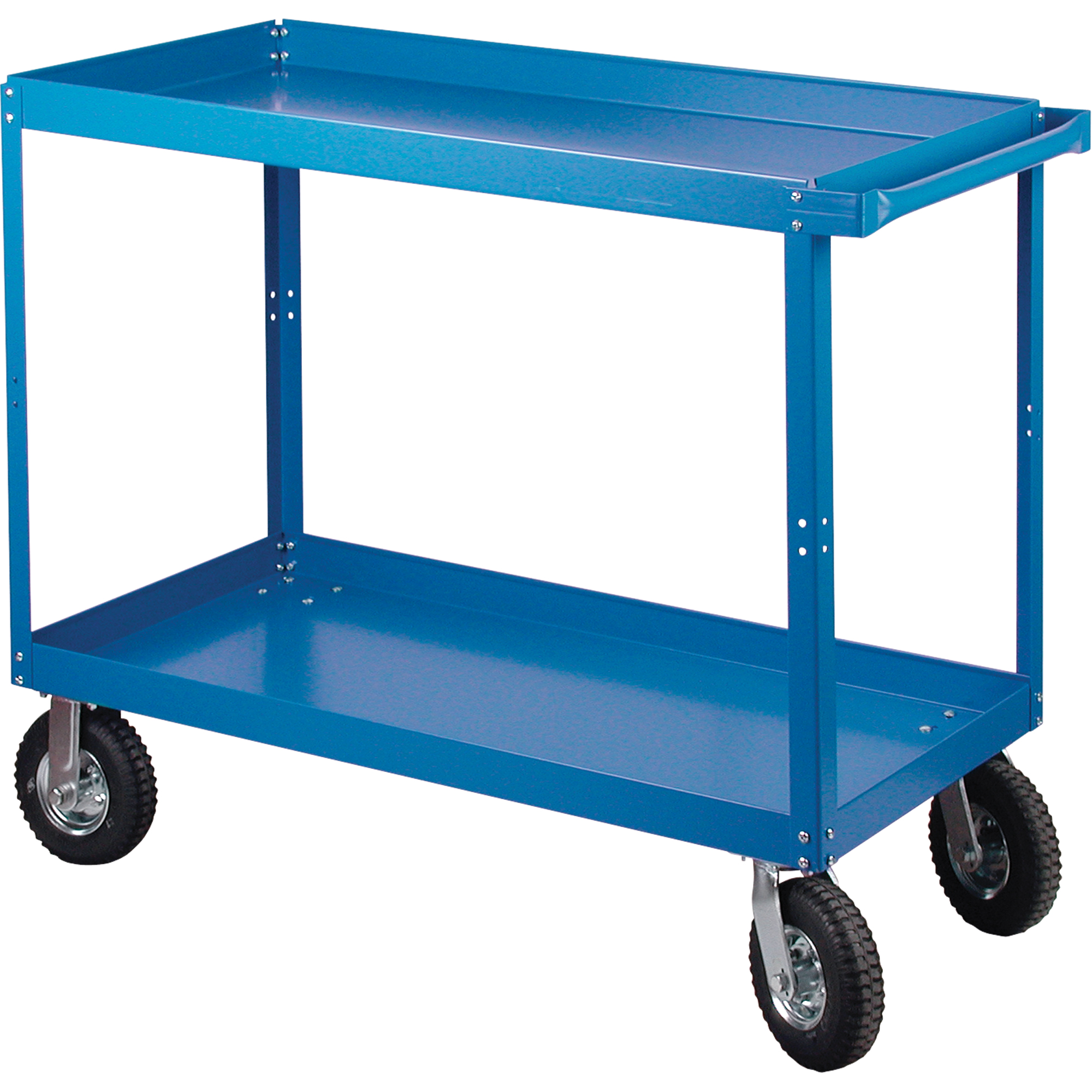 2-Tier Shelf Cart, 24" W x 48" D, 900 lbs, Pneumatic Casters