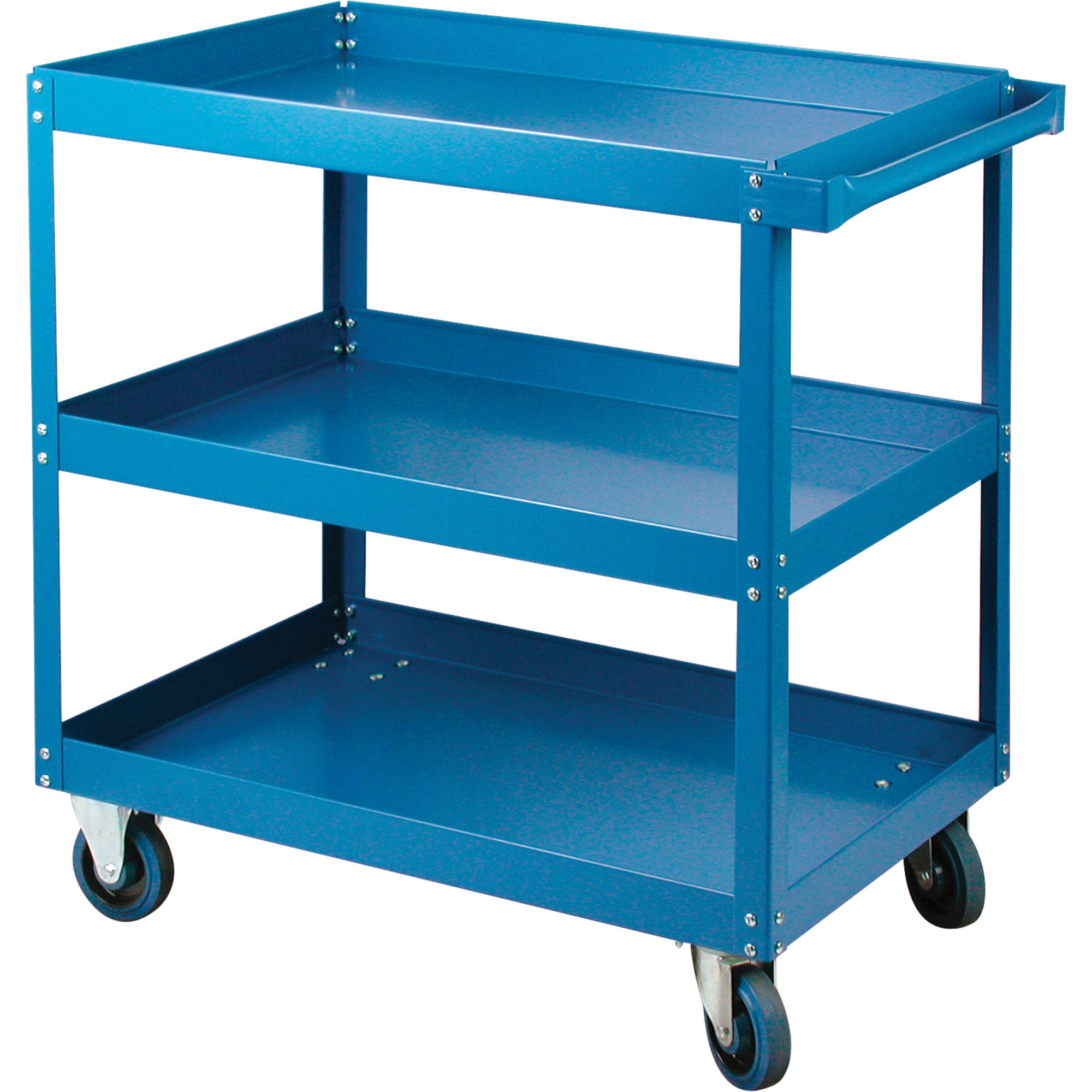 3-Tier 16-Gauge Steel Shelf Cart, 24"W x 36"D, 900 lb Capacity