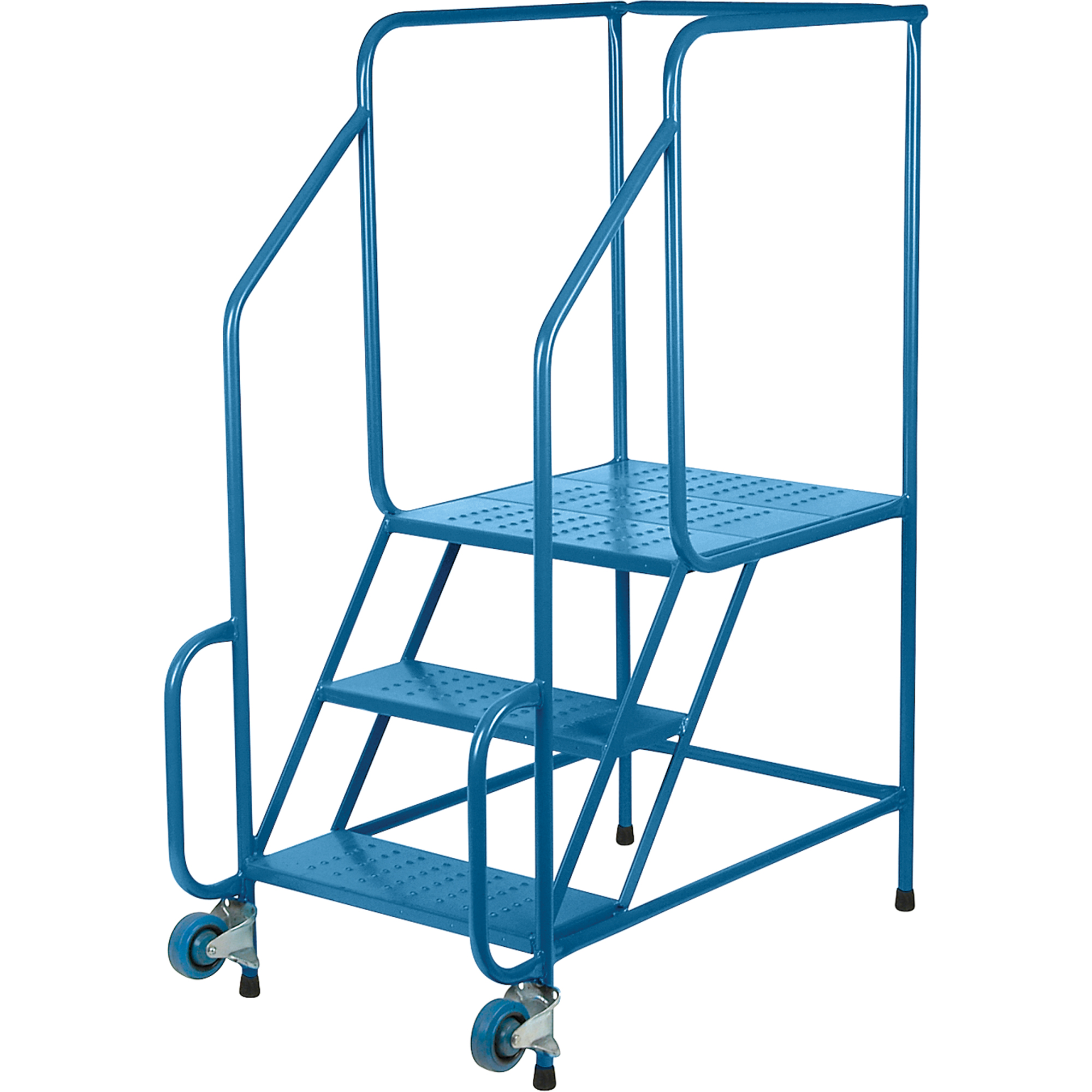 3-Step Tilt-N-Roll Steel Ladder, 22" Wide, Kleton Blue