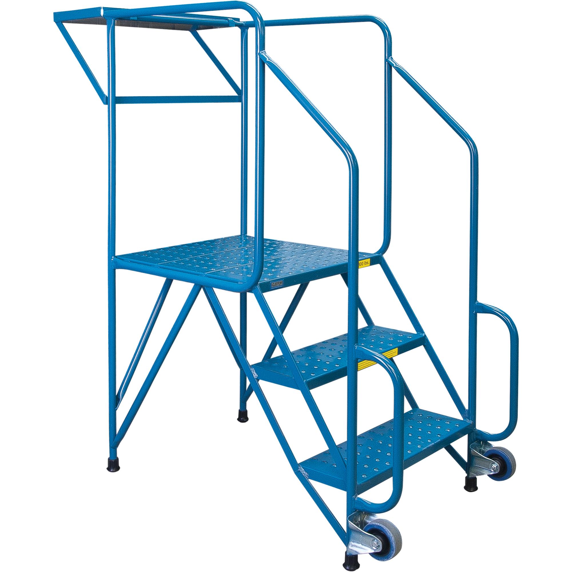 3-Step Steel Rolling Ladder, 28" Platform, Double-Straddle Base