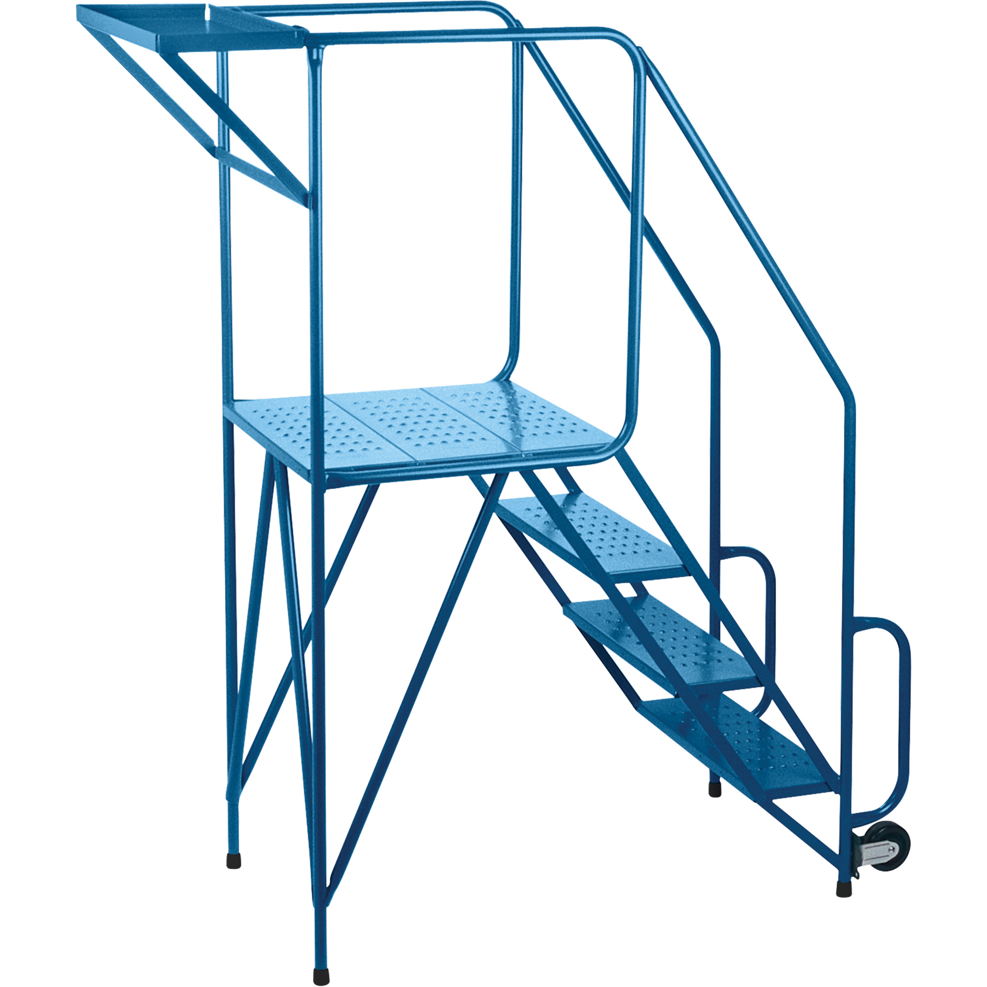 4-Step Steel Rolling Ladder, 38" Platform, Double-Straddle Base