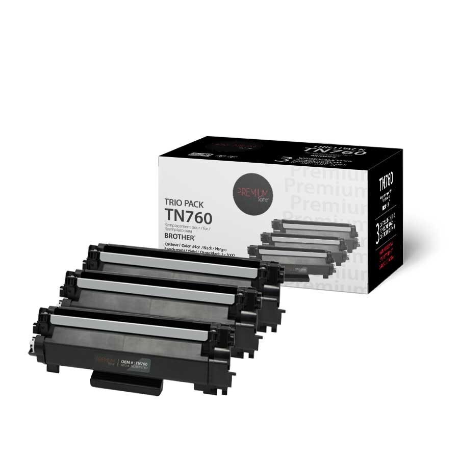 Cartouche de toner noir compatible Brother TN760 – Trio Pack