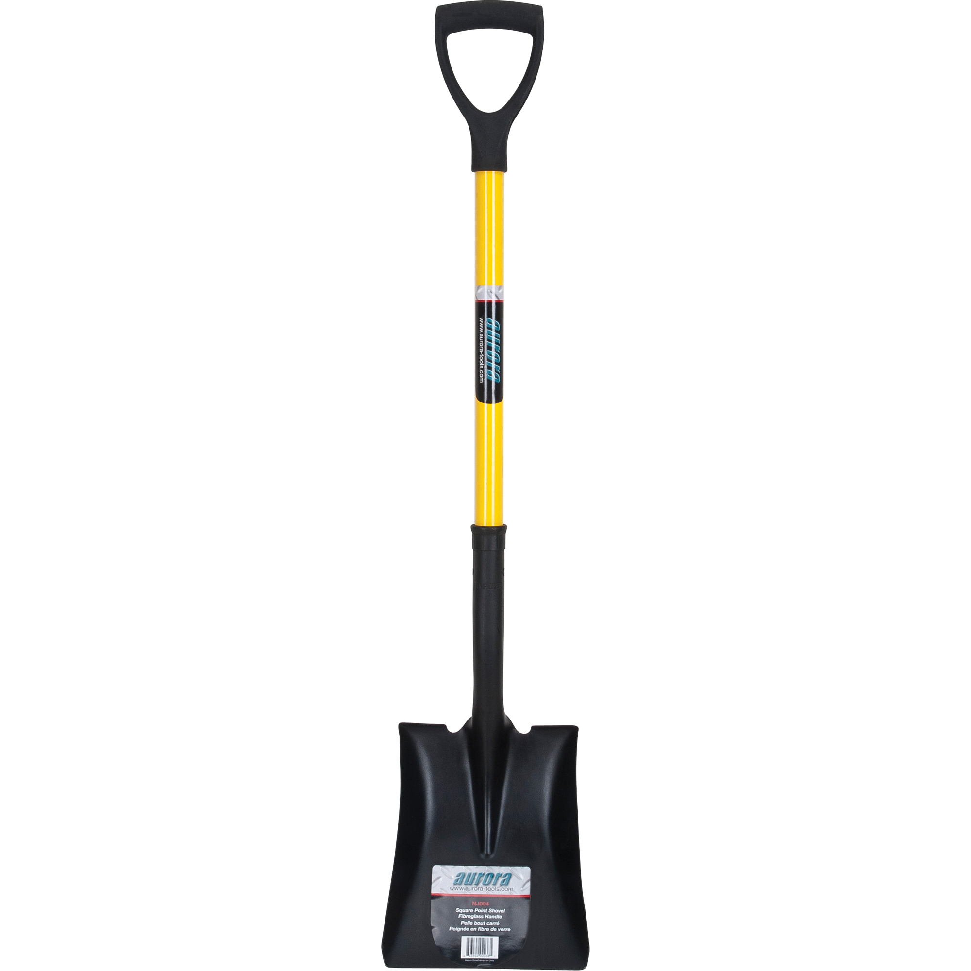 Square Point Shovel, Tempered Steel, Fiberglass D-Grip, 32.5"