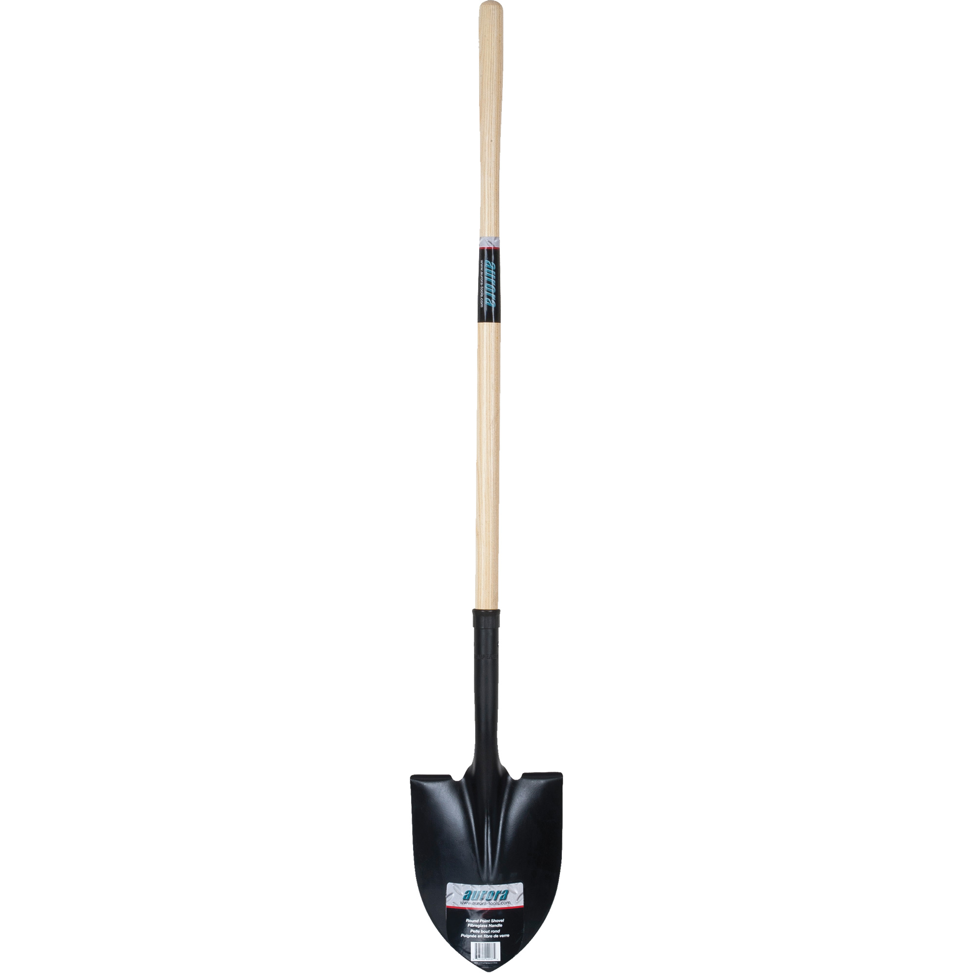 Round Point Shovel, Tempered Steel Blade, Hardwood Straight Handle