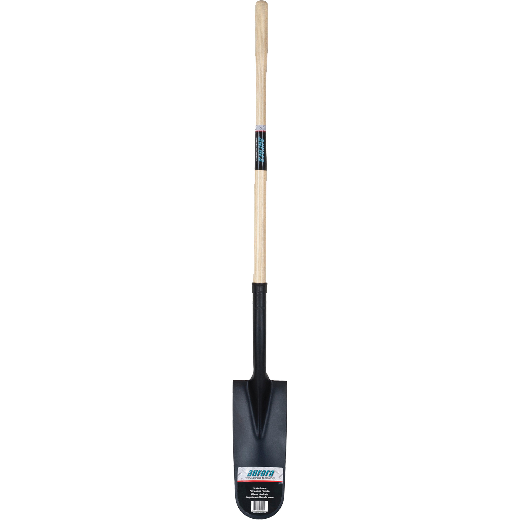 Bêche de drainage, acier trempé, lame de 14" x 6", manche droit de 46"