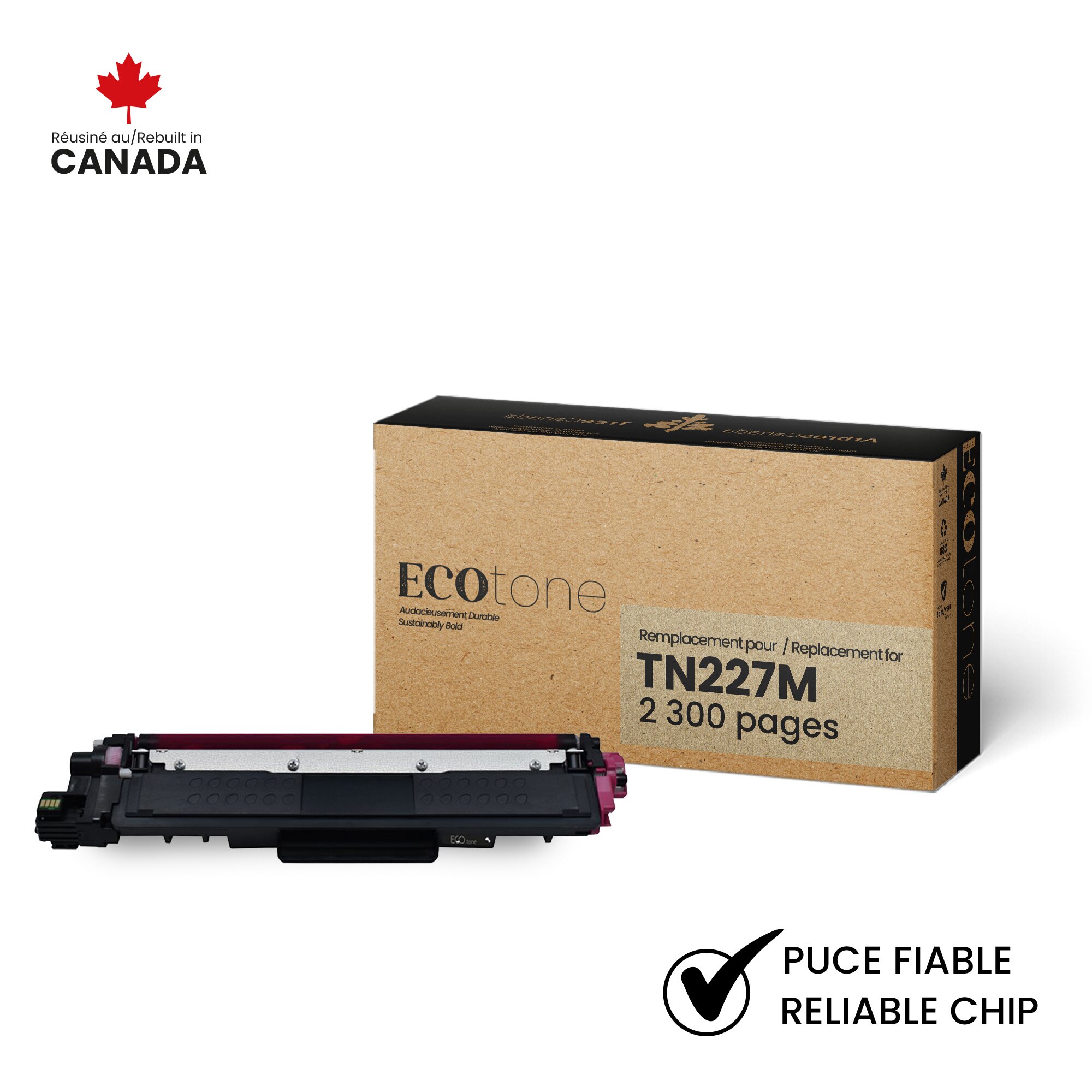 Cartouche de toner magenta remise à neuf pour Brother TN227M