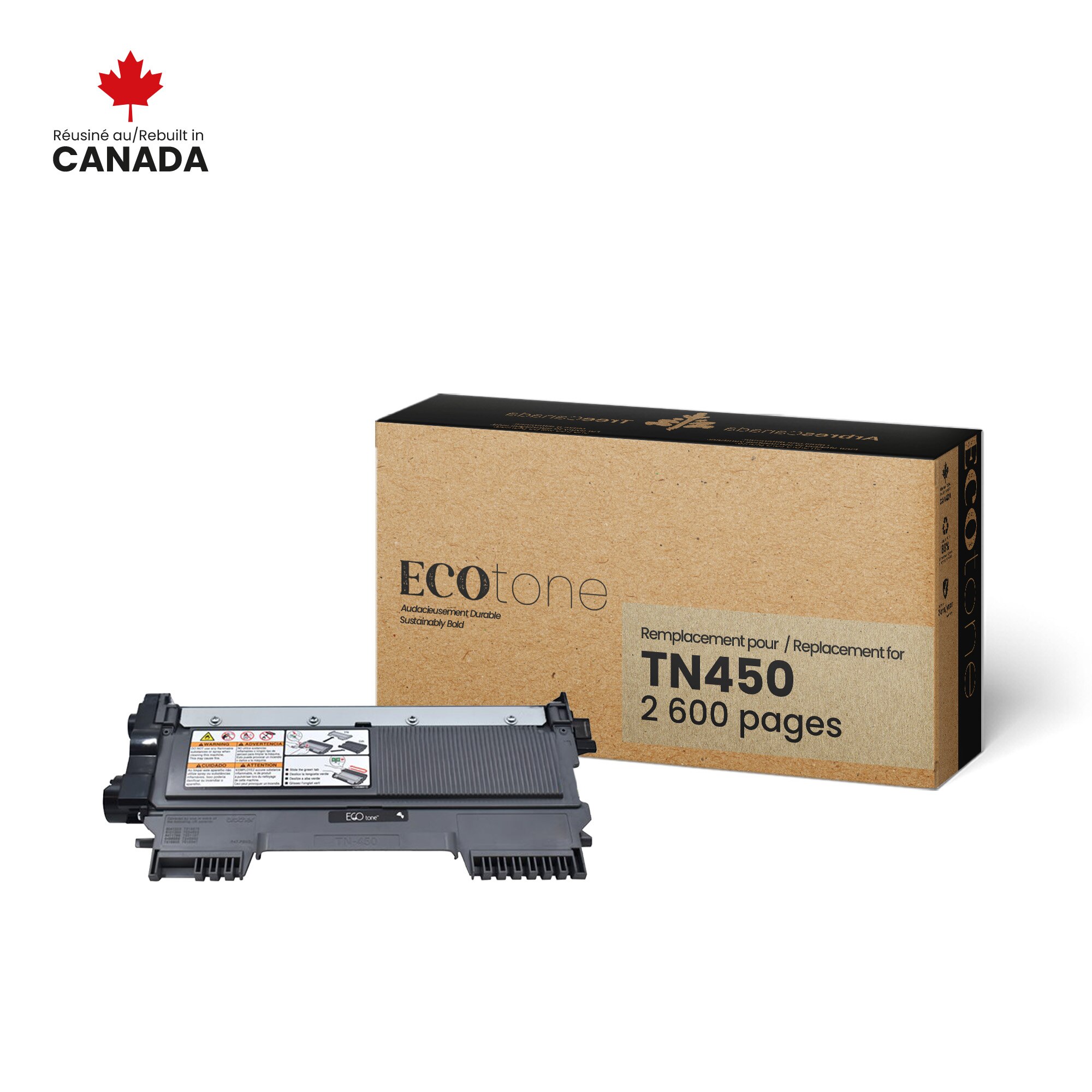 Cartouche de toner noir Brother TN450 remise à neuf
