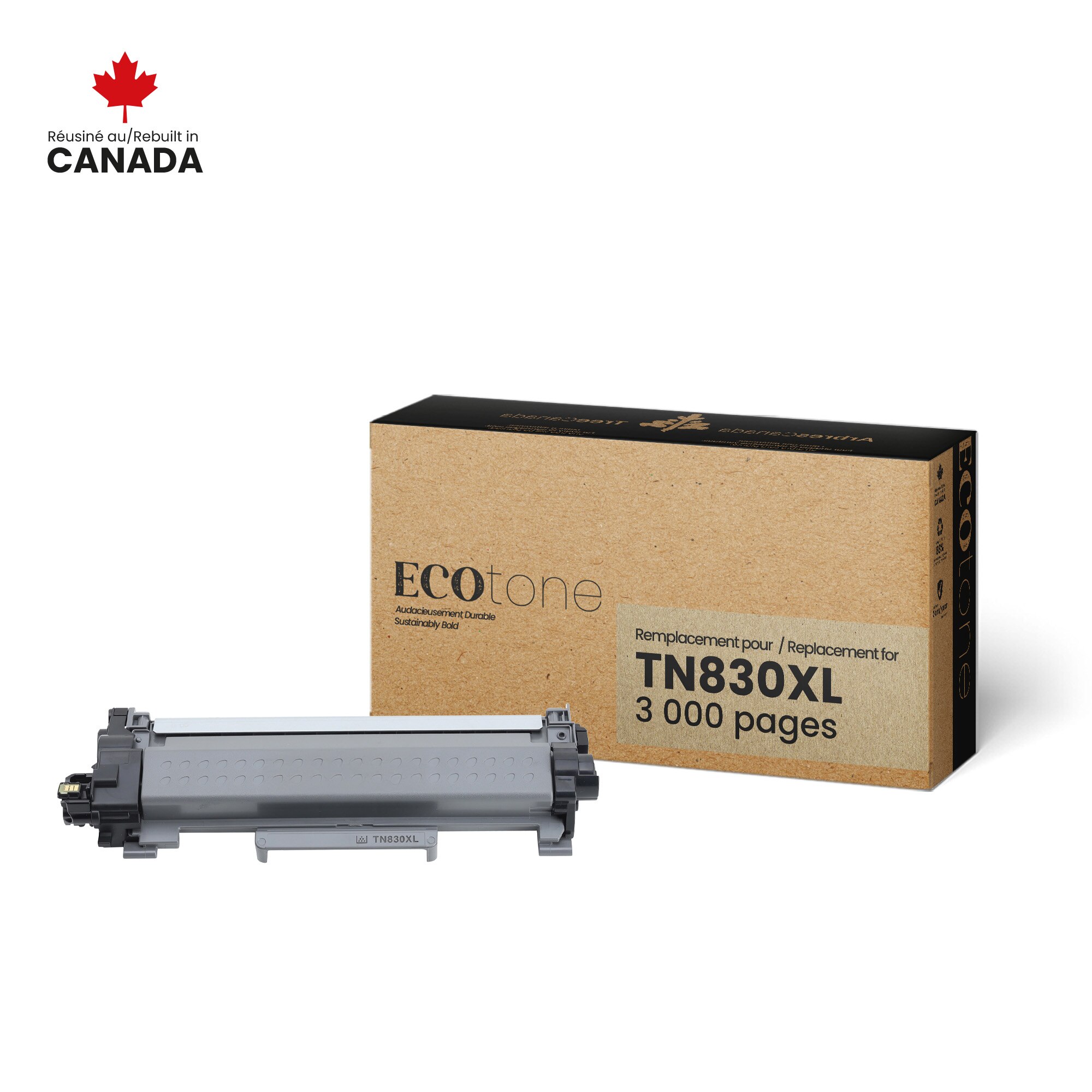 Cartouche de toner Brother TN830XL noire remise à neuf
