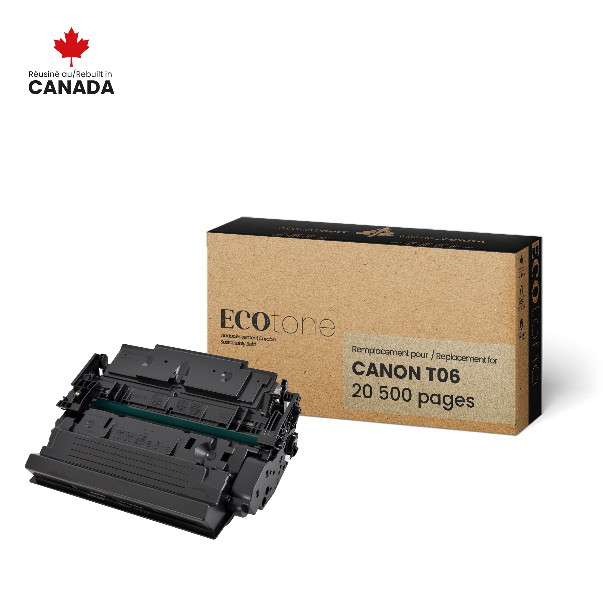 Ecotone RCAT06 Cartouche de Toner Remanufacturisée Noire pour Canon T06