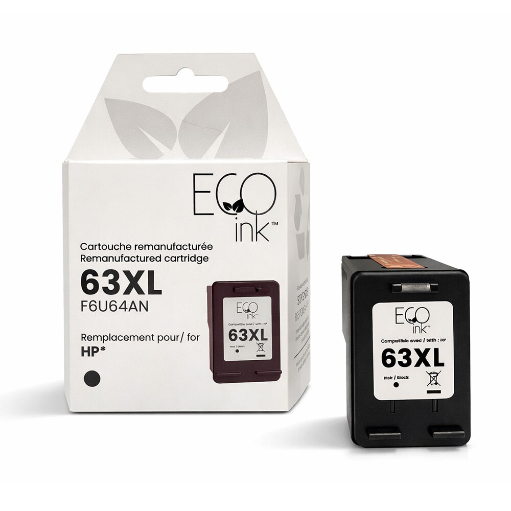 Cartouche d'encre noire remanufacturée HP 63XL F6U64AN