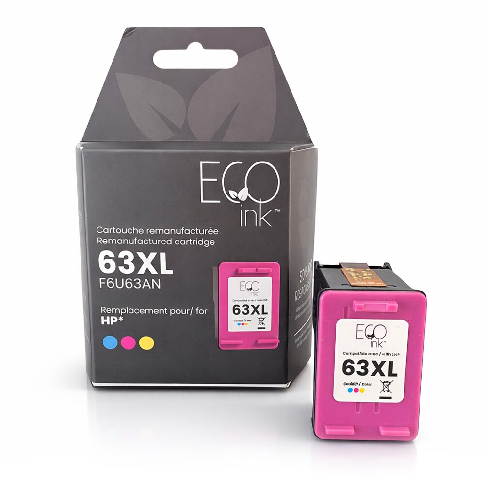 Cartouche d'encre tri-couleur HP F6U63AN 63XL remise à neuf