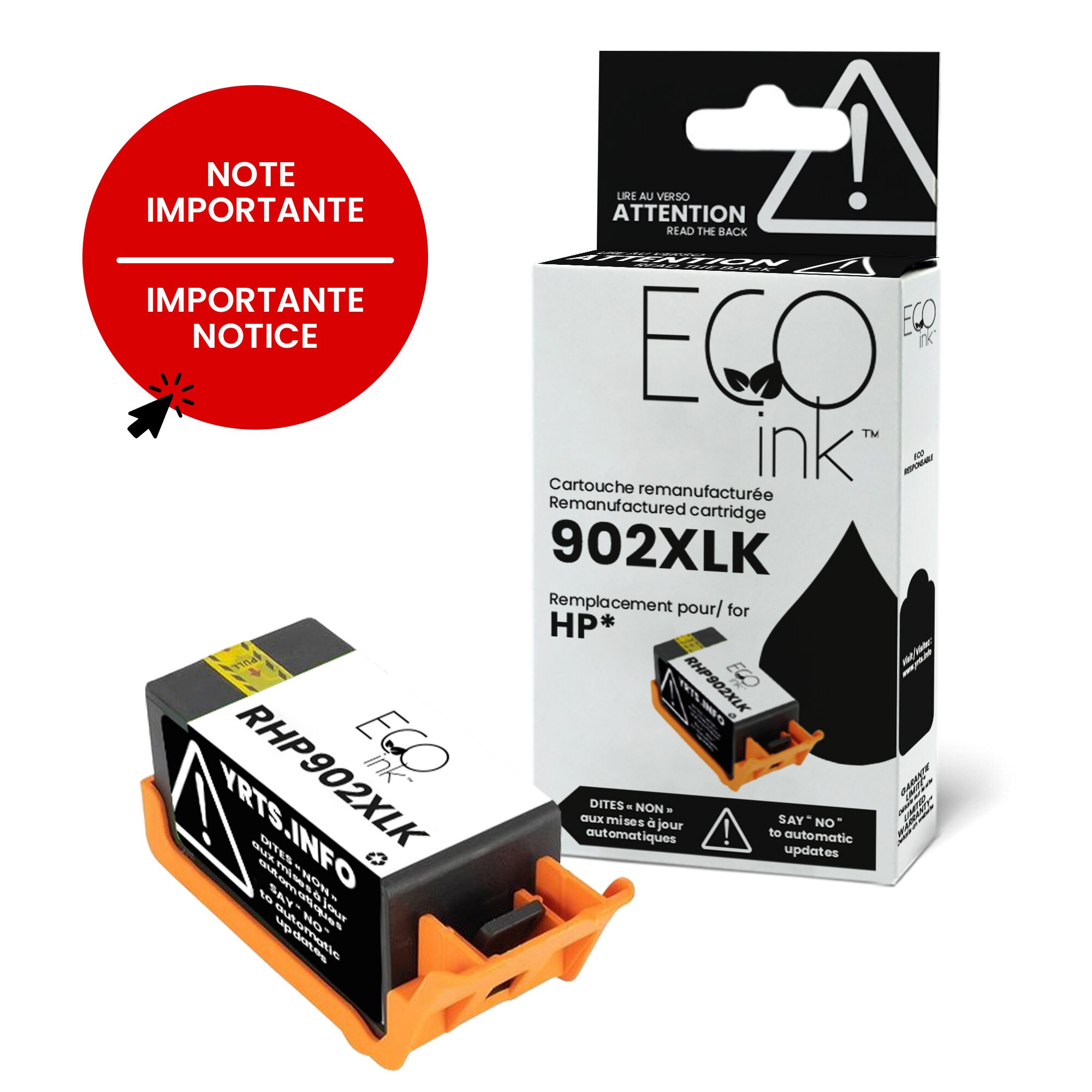 HP 902XL Cartouche d'Encre Noir Remise à Neuf T6M14AN