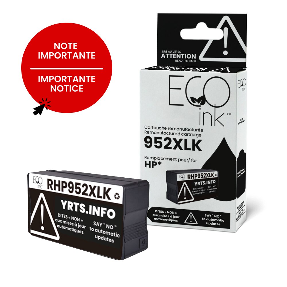 Cartouche d'encre noire HP 952XL remise à neuf F6U19AN