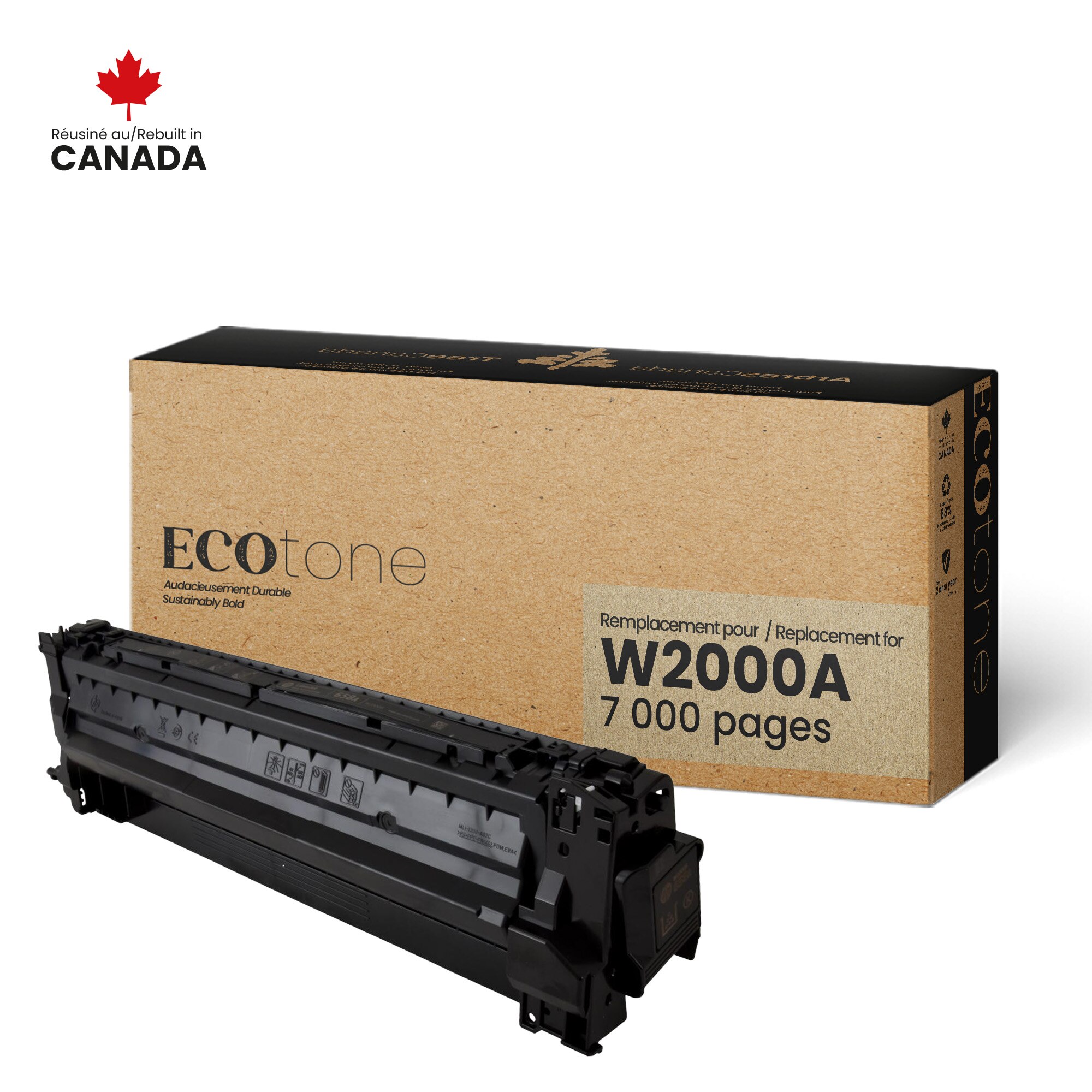 Cartouche de Toner Noir Remanufacturée EcoTone W2000A