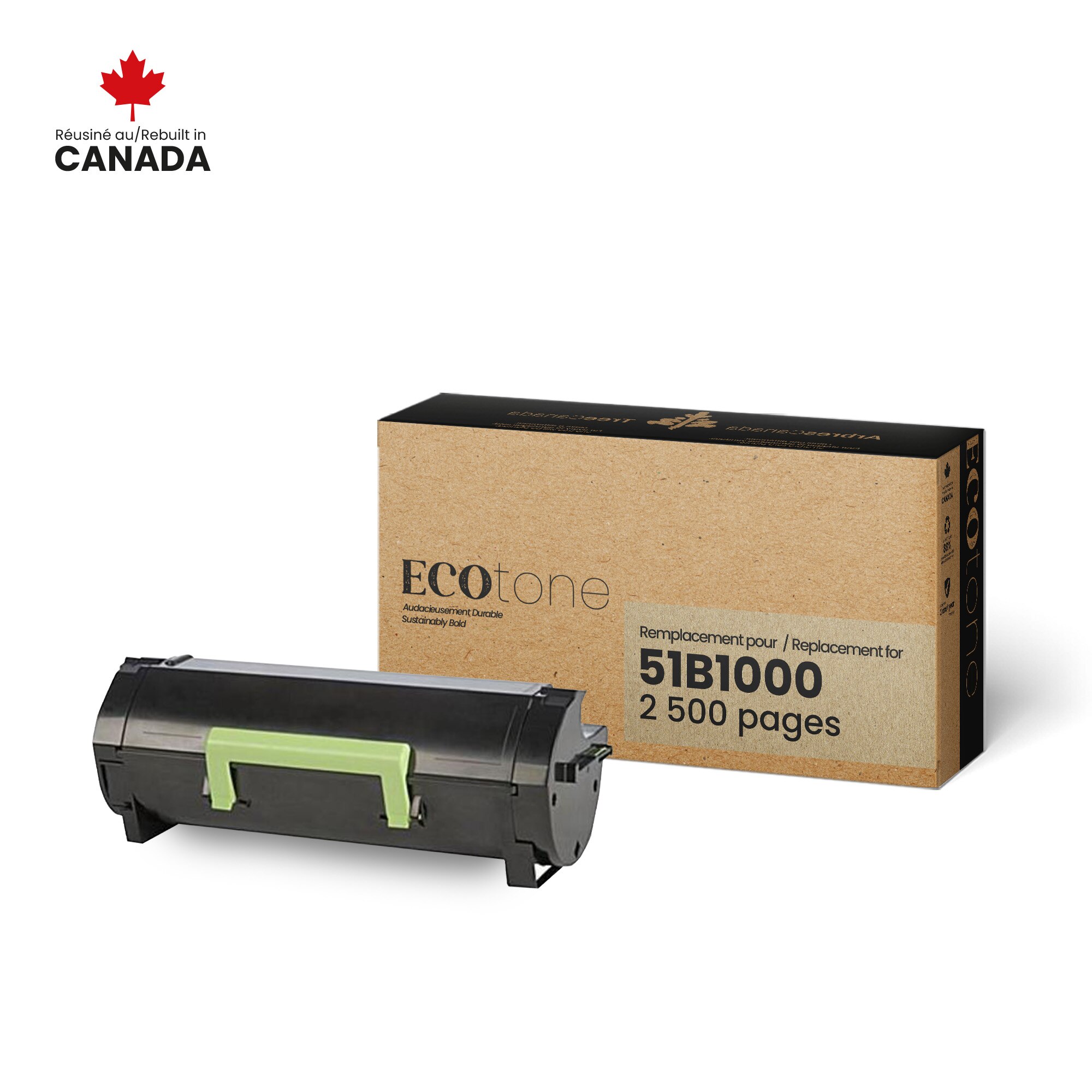 Cartouche de toner noir remanufacturisée pour Lexmark 51B1000