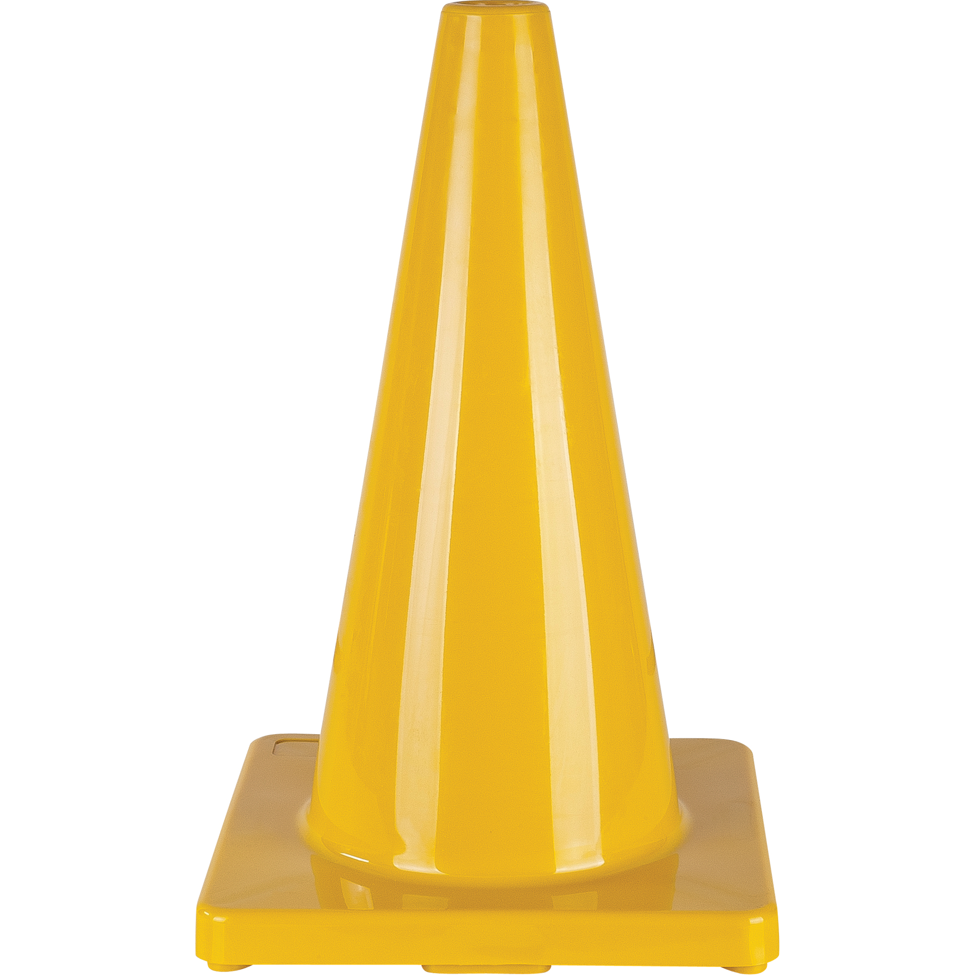 18-inch Yellow PVC Traffic Cone, Flexible & Durable