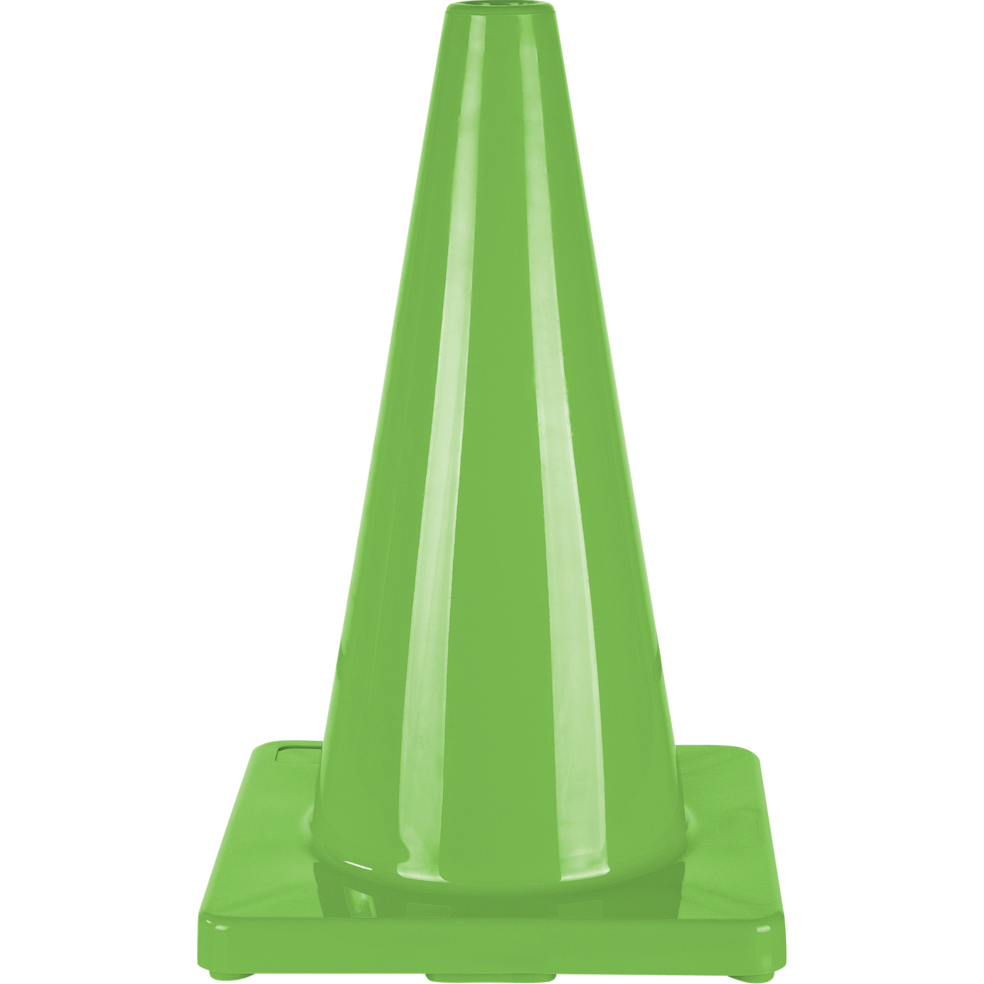 18" Green PVC Traffic Cone - Flexible & Durable