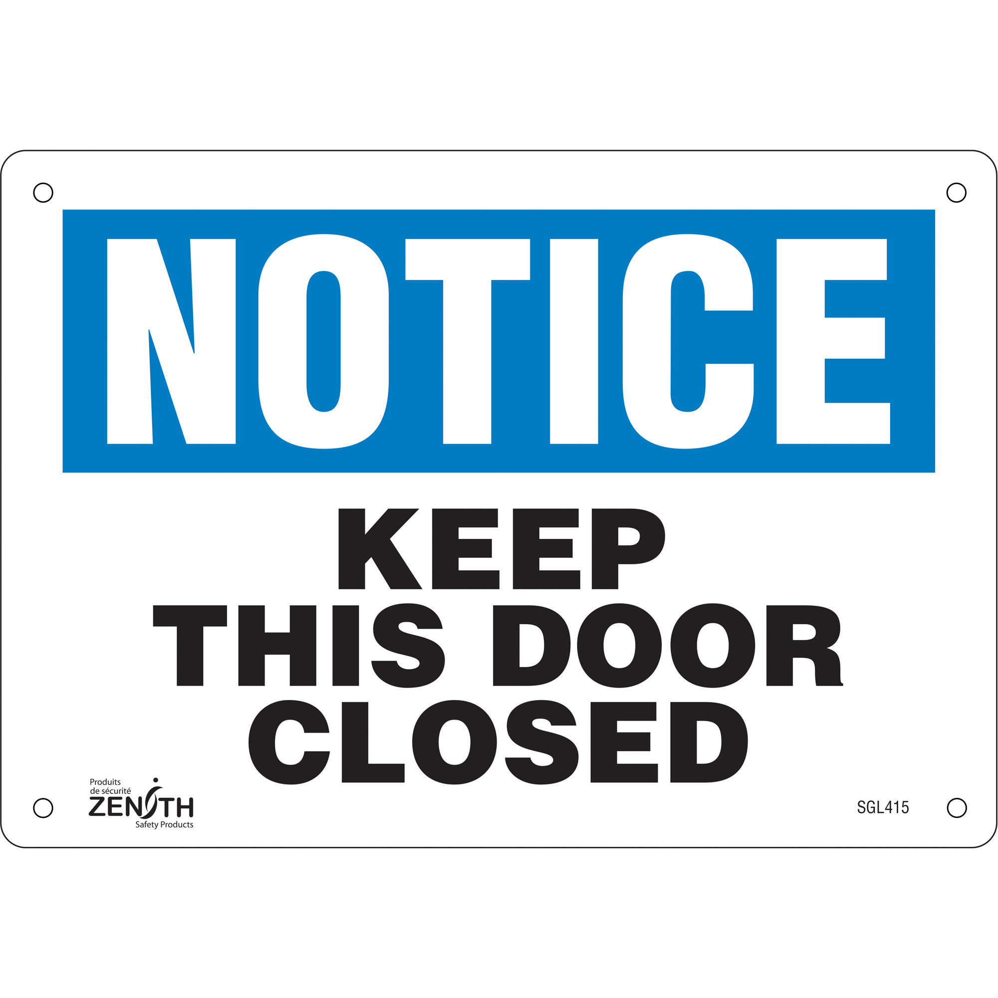 Keep This Door Closed Sign, 7" x 10", Aluminum, English