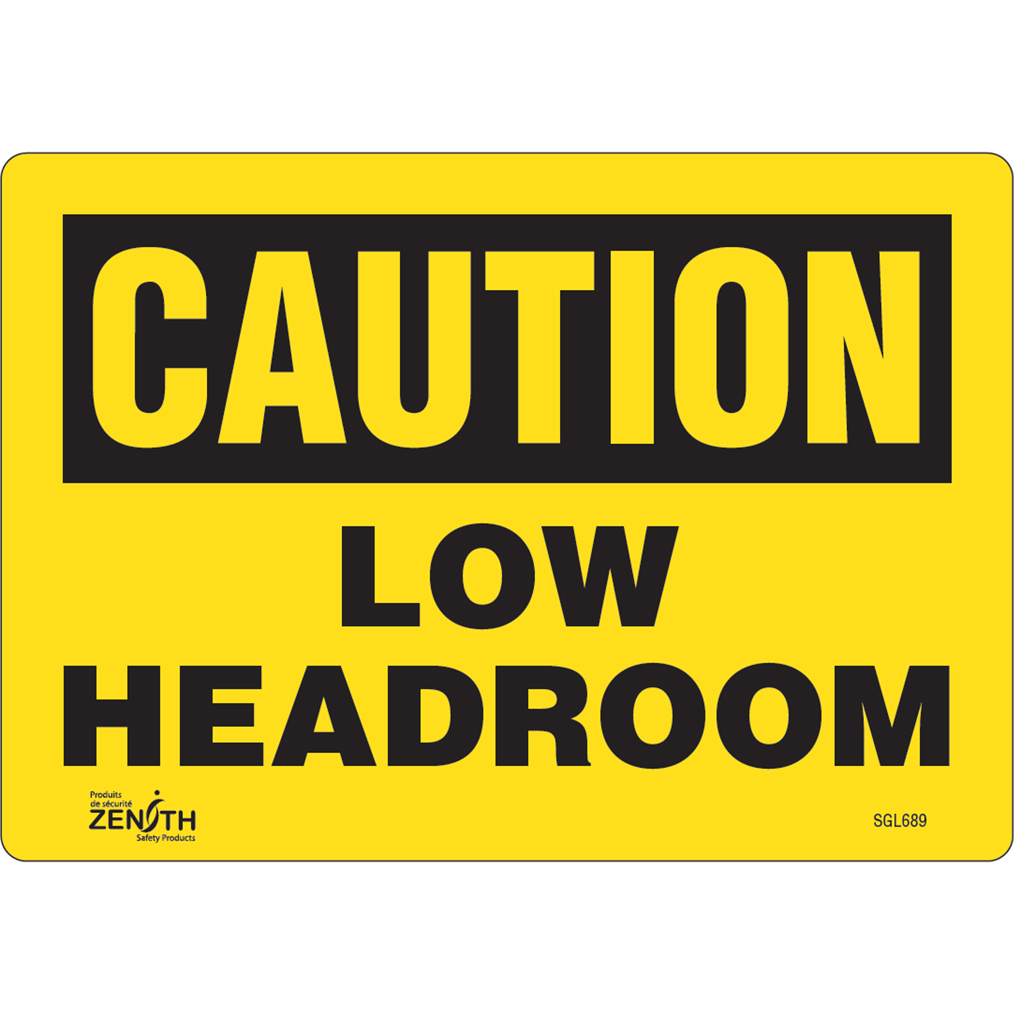 Low Headroom Safety Sign, 7" x 10", Adhesive Vinyl