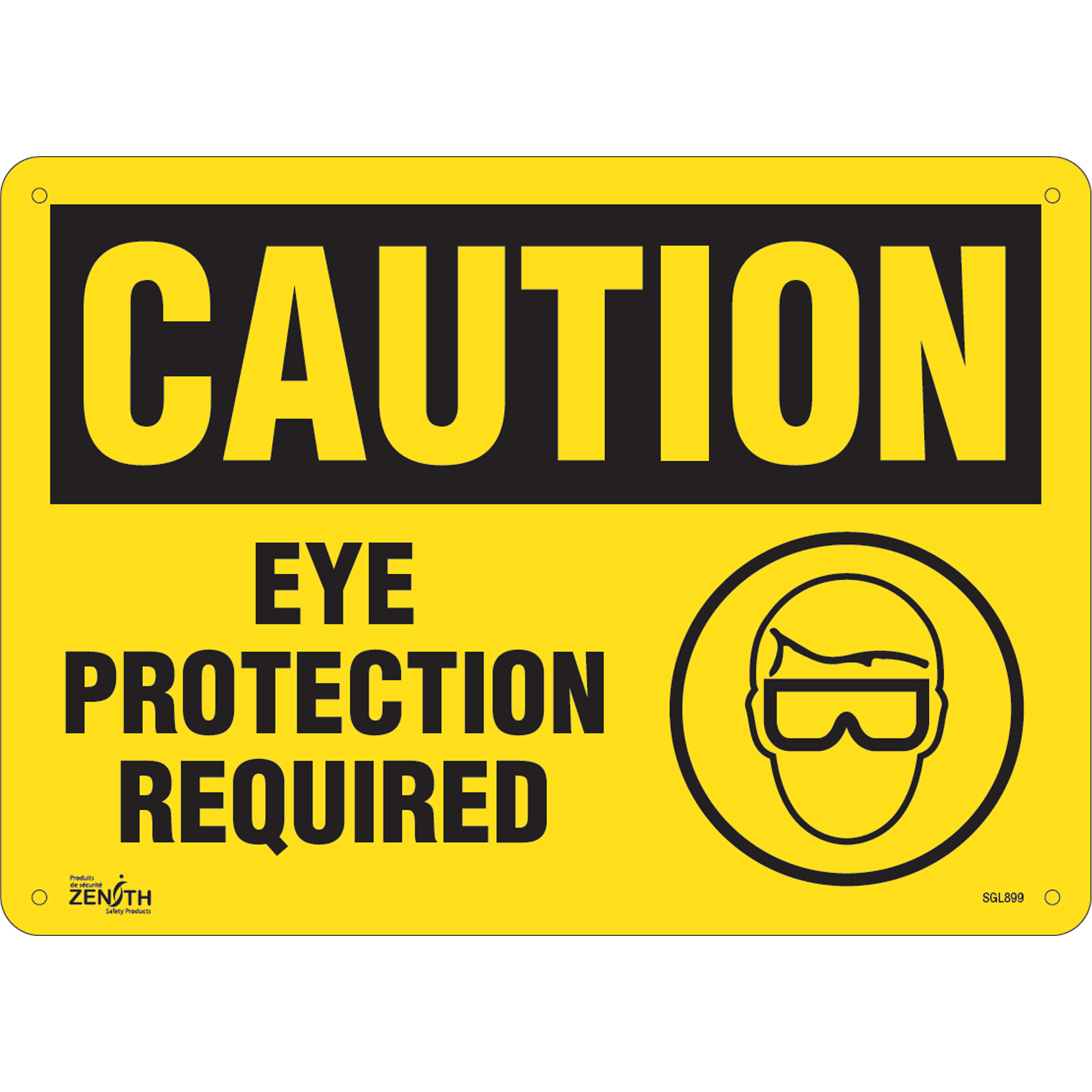Eye Protection Required Sign, 10" x 14", Plastic, English