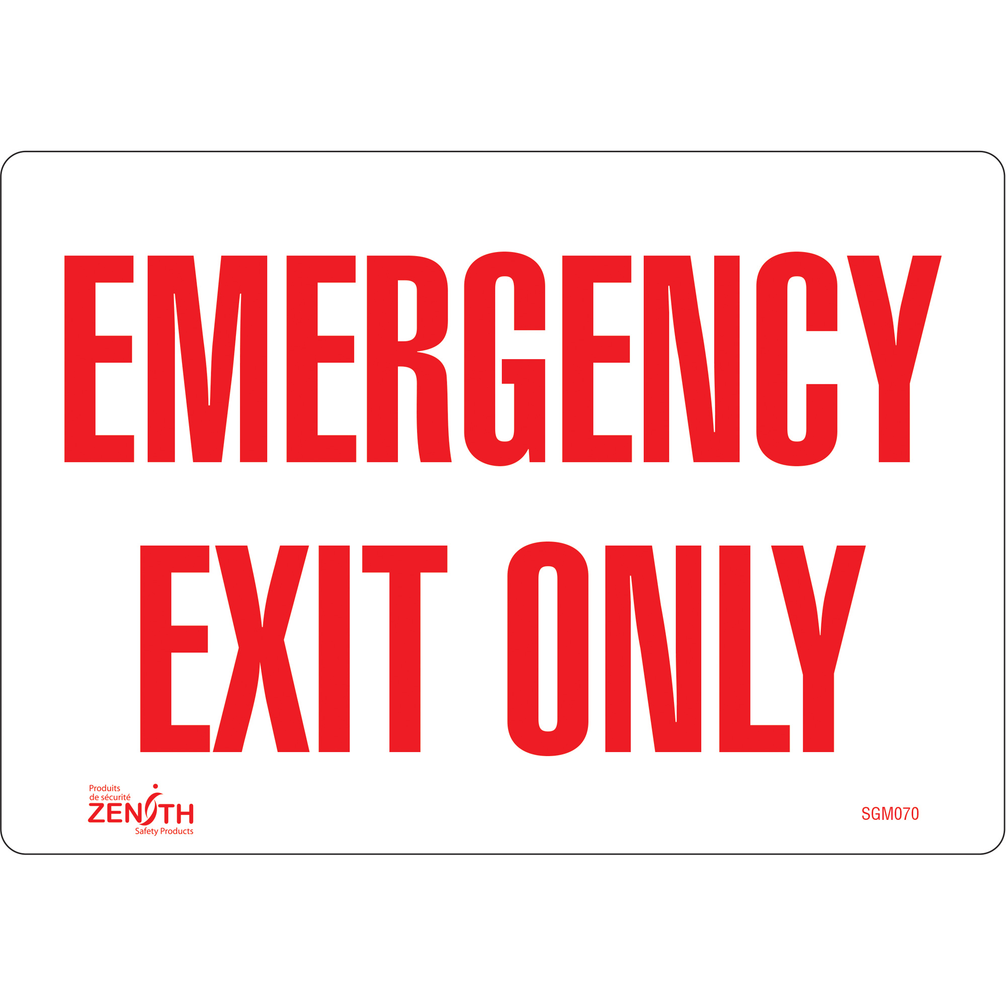 Emergency Exit Sign, 7" x 10", Vinyl, English