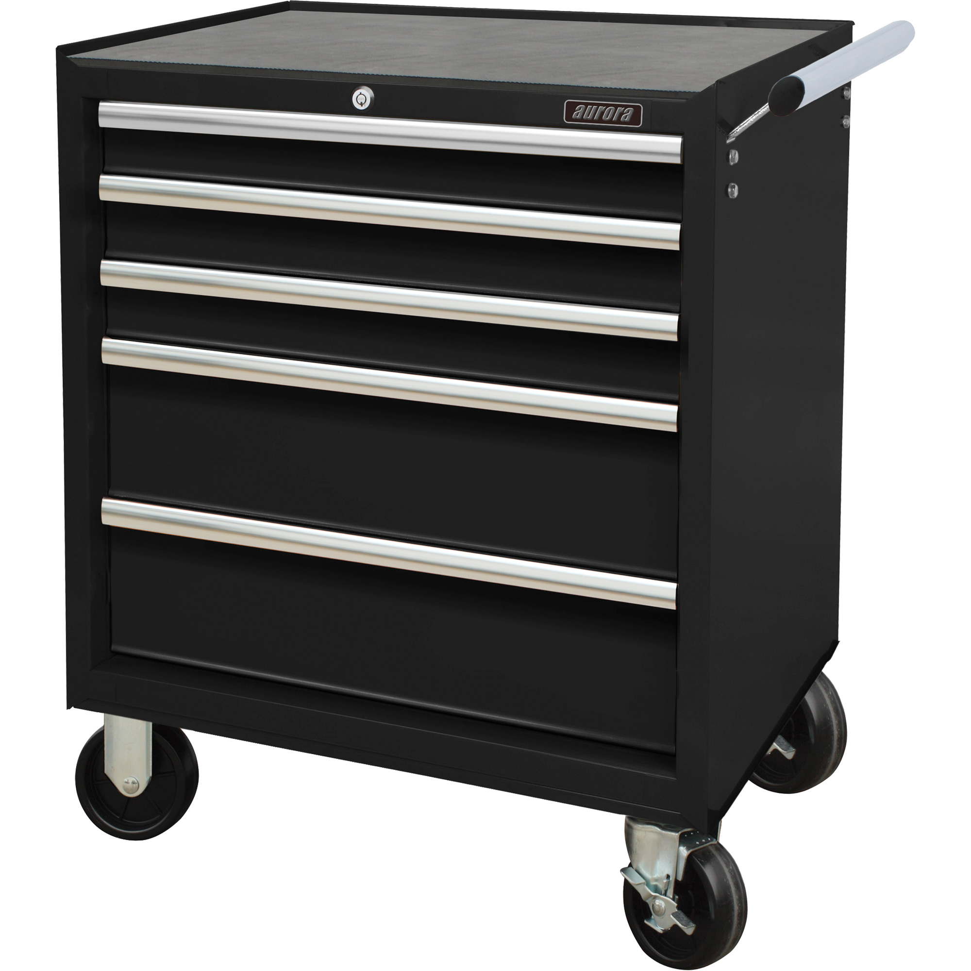 5-Drawer Industrial Tool Cart, 27" W, Black Steel
