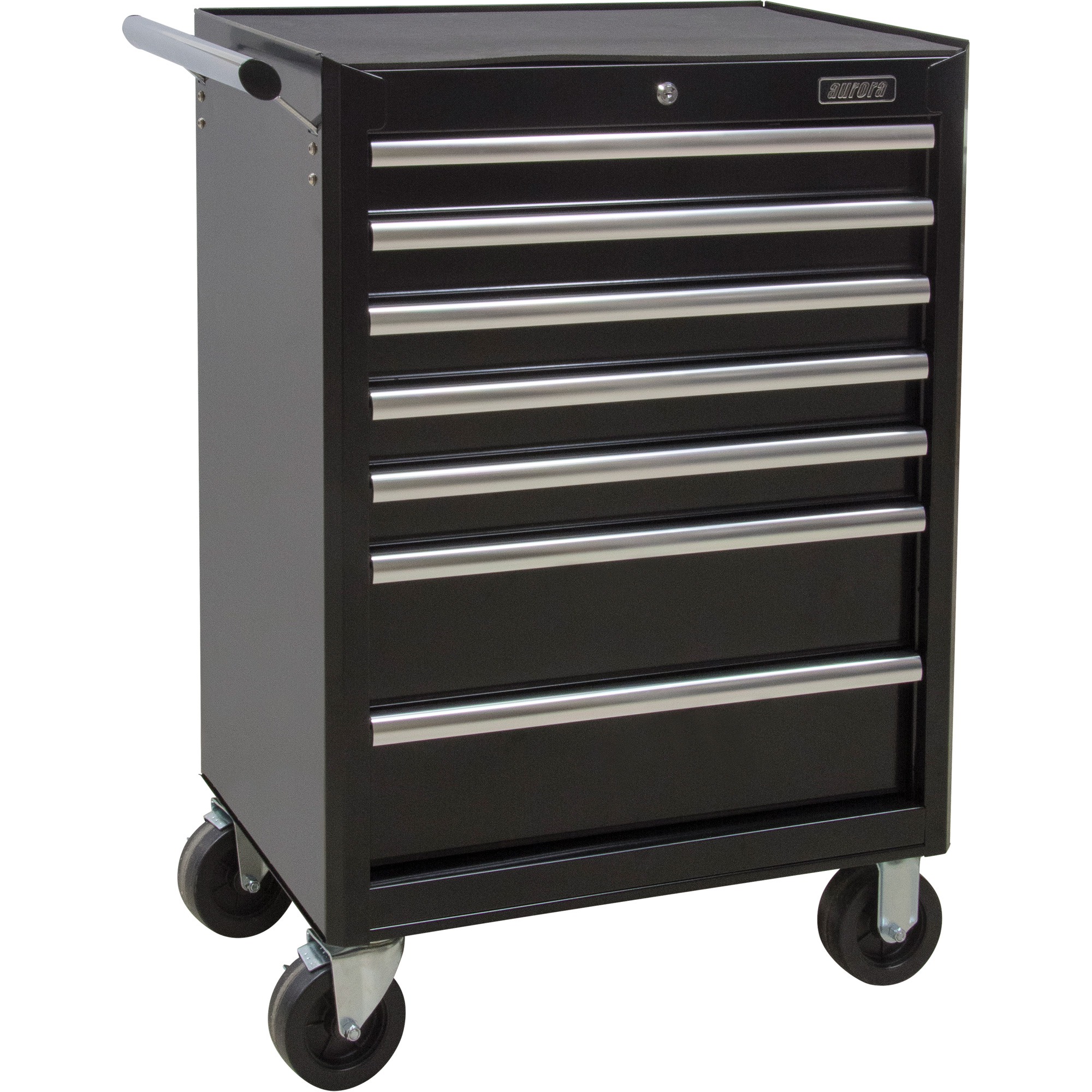 7-Drawer Industrial Tool Cart, 27" W, Black Steel