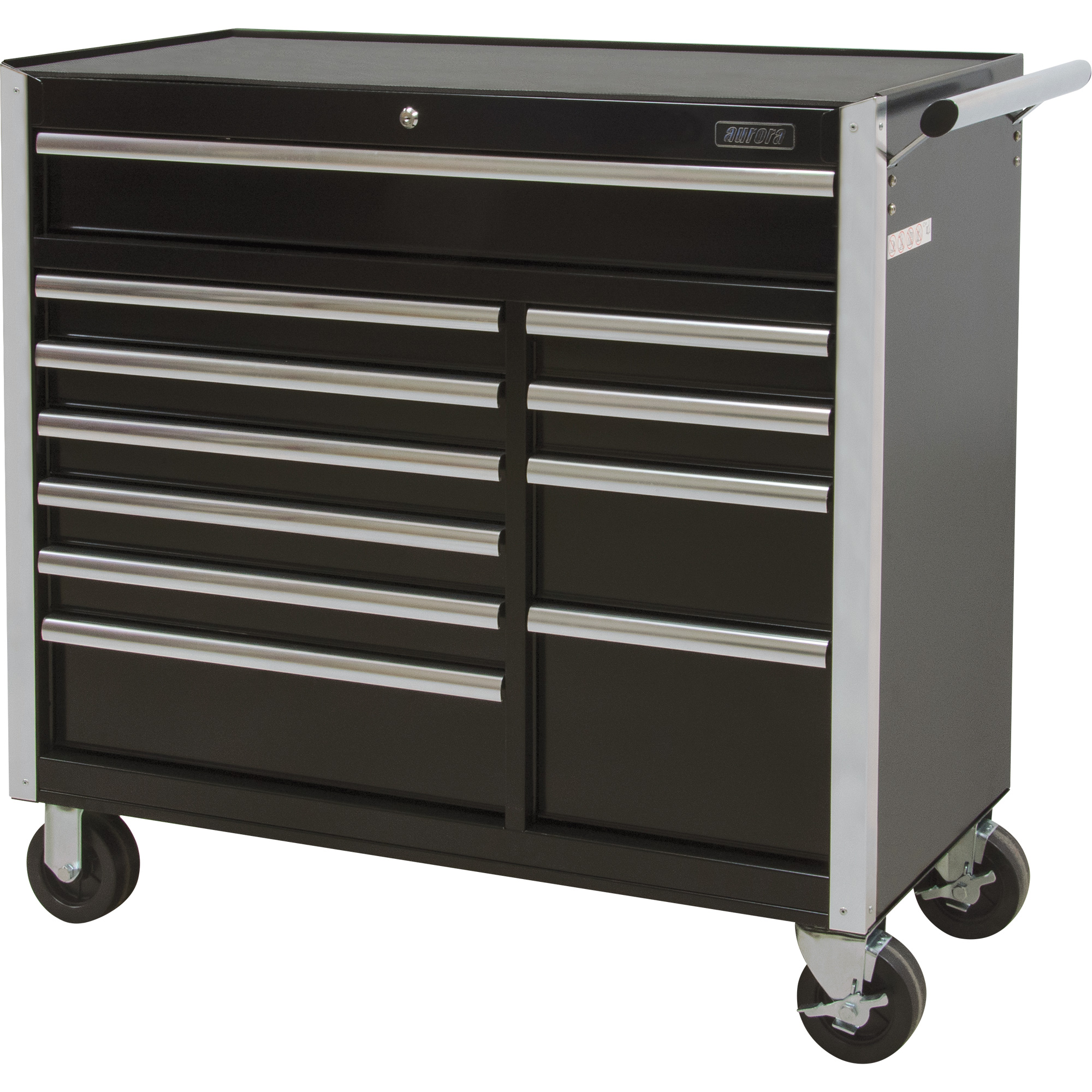 41" 11-Drawer Black Steel Industrial Tool Cart