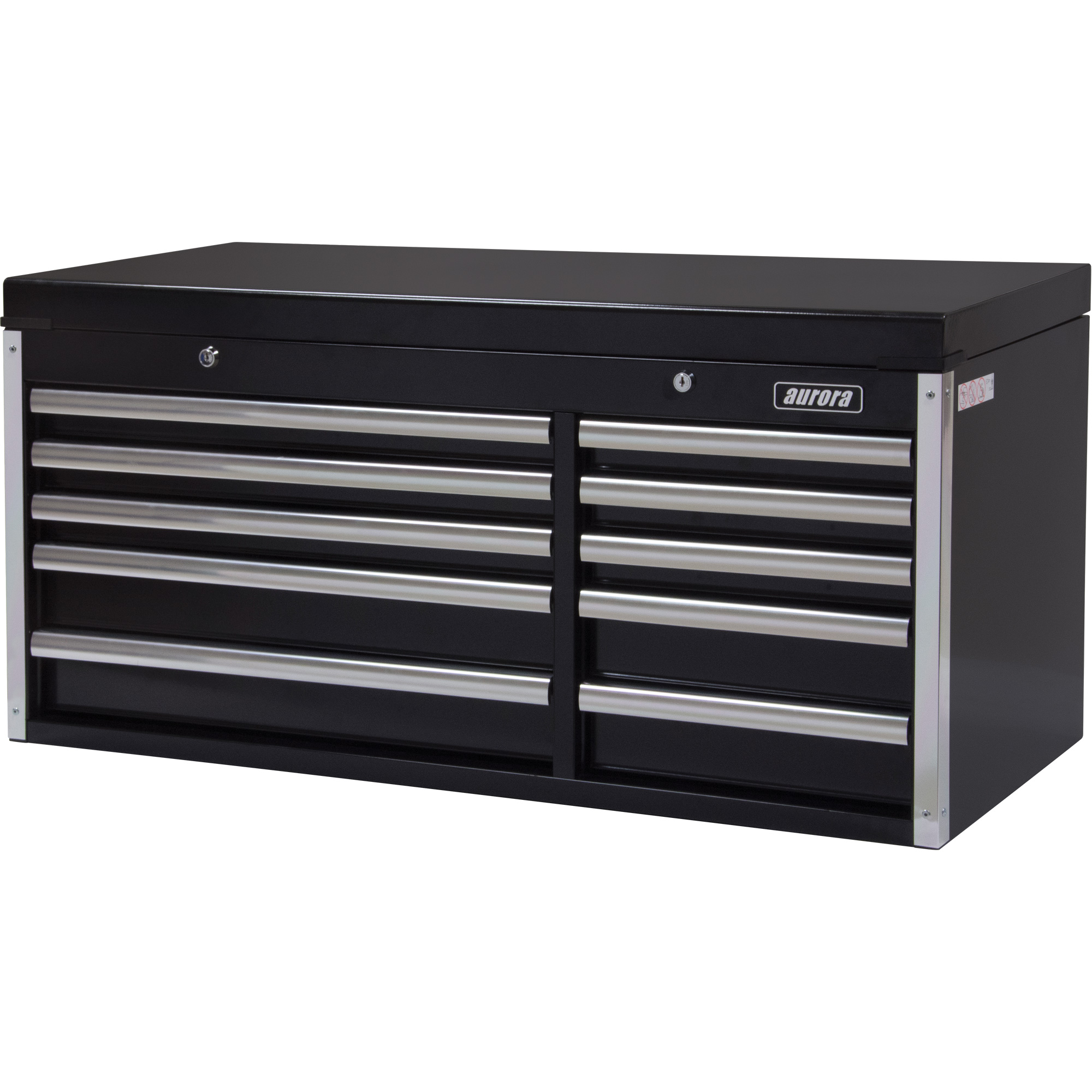 41" 10-Drawer Industrial Tool Chest, Double Wall Steel, Black