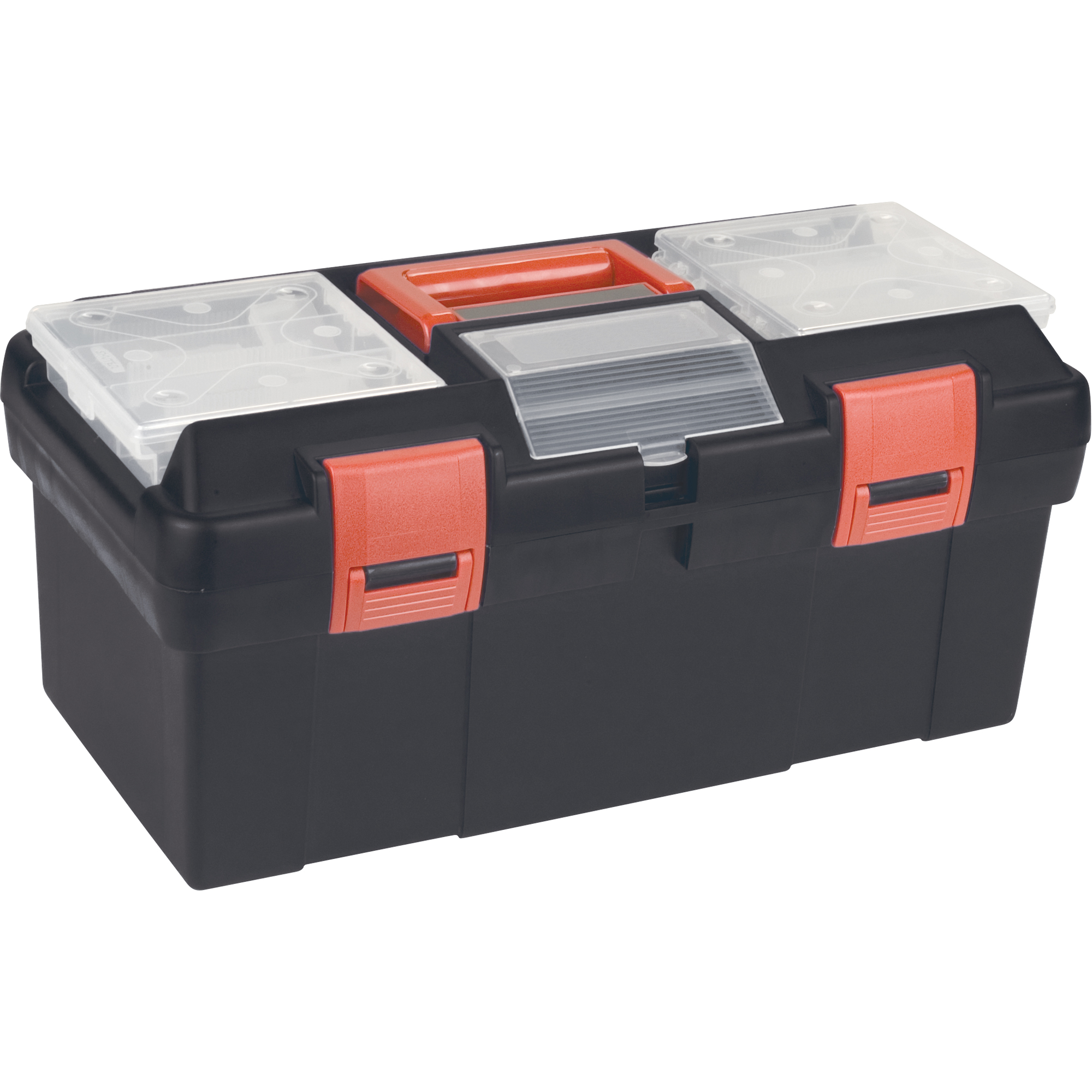 17.5" Heavy-Duty Black Plastic Tool Box with Removable Tray